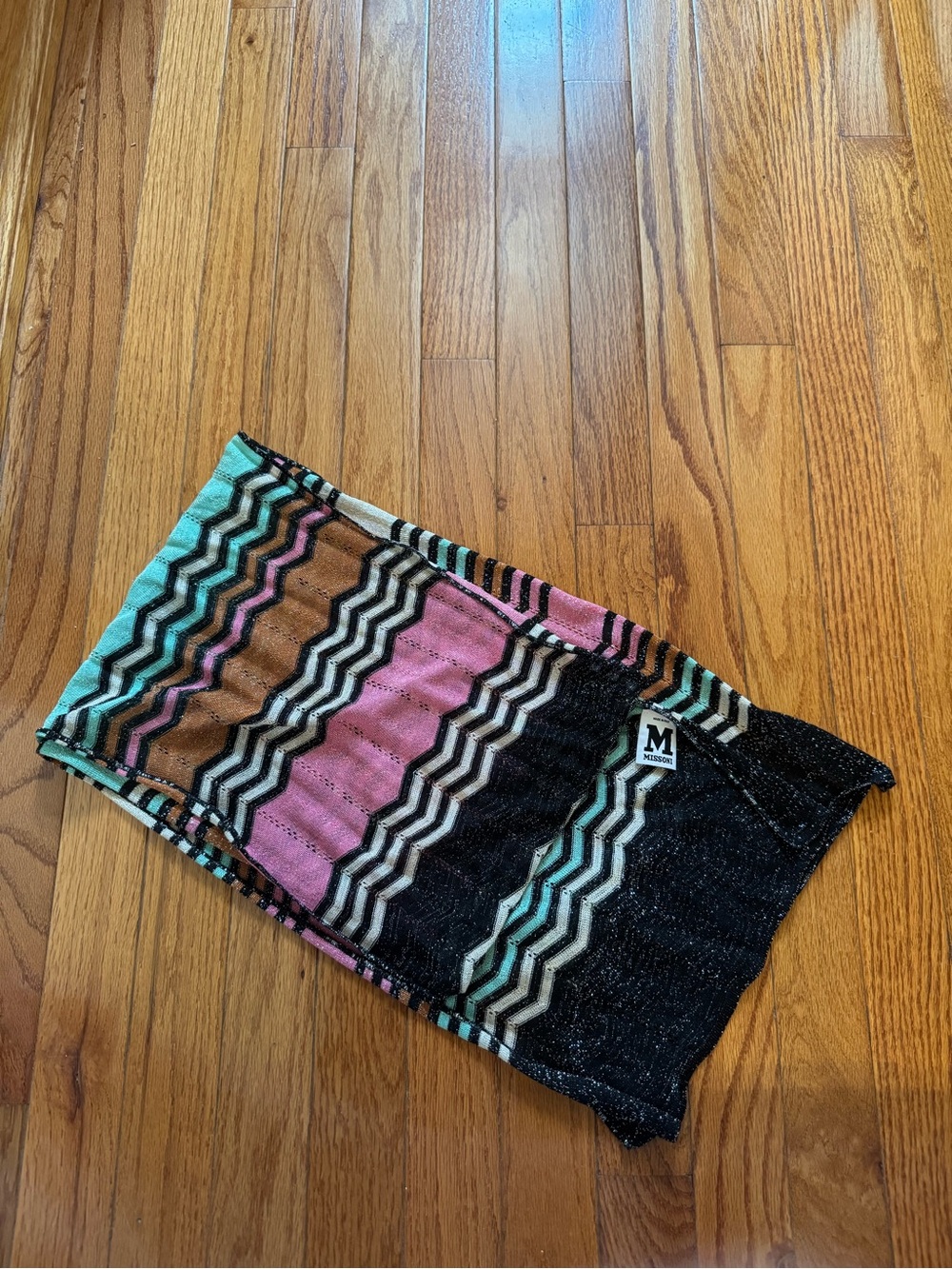 Y2K Missoni multicolored sparkly striped scarf
